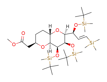 {(2R,4aS,6S,7R,8S,8aS)-7,8-Bis-(tert-butyl-dimethyl-silanyloxy)-6-[(E)-(S)-1-(tert-butyl-dimethyl-silanyloxy)-3-trimethylsilanyl-allyl]-octahydro-pyrano[3,2-b]pyran-2-yl}-acetic acid methyl ester
