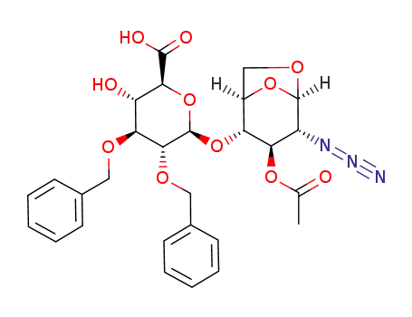 O-(2,3-di-O-benzyl-β-D-glucopyranuronicacid)-(1→4)-3-O-acetyl-1,6-anhydro-2-azido-2-deoxy-β-D-glucopyranose